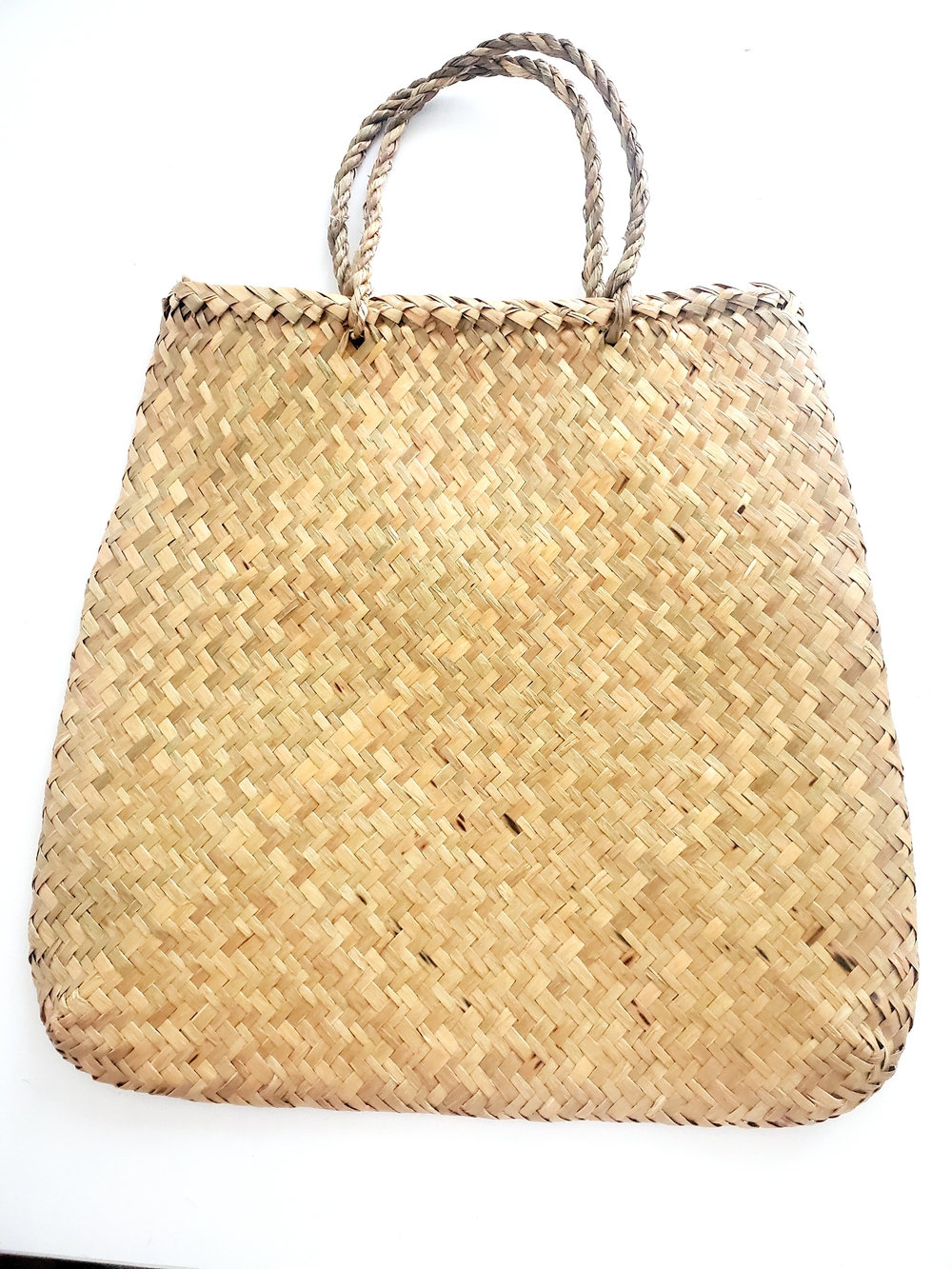 Handwoven Natural Straw Tote Bag - Beige